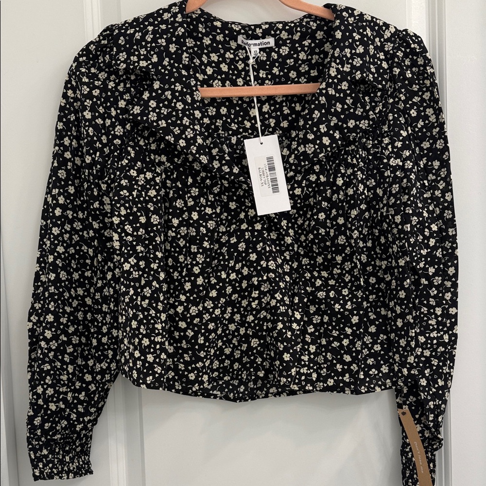 Reformation Floral print V Neck crop top